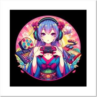 Otaku kawaii gamer girl Posters and Art